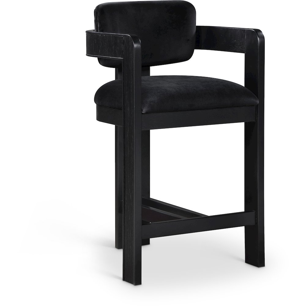 Sacha Black Velvet Stool. Picture 1
