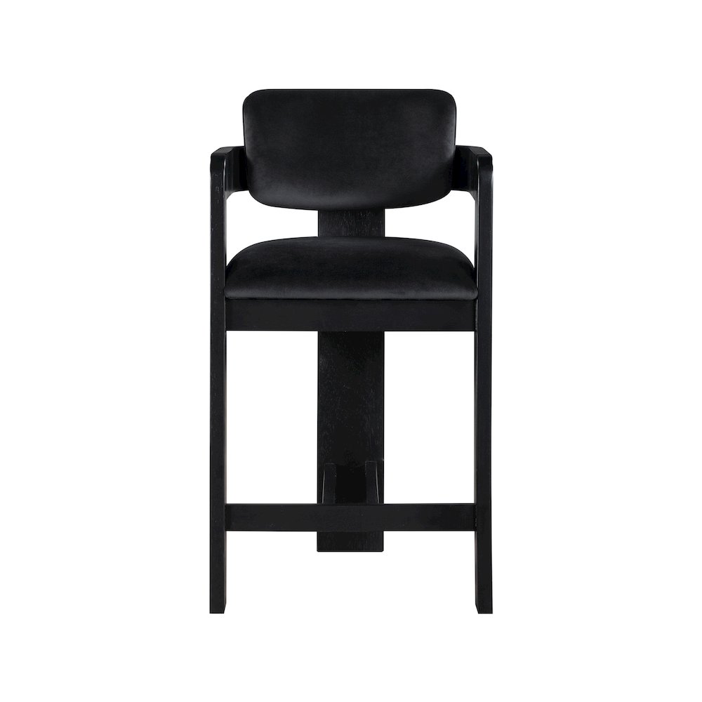 Sacha Black Velvet Stool. Picture 3