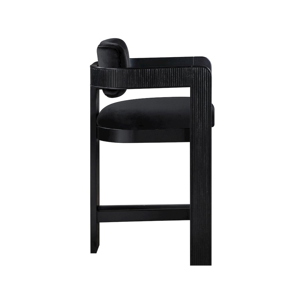 Sacha Black Velvet Stool. Picture 4