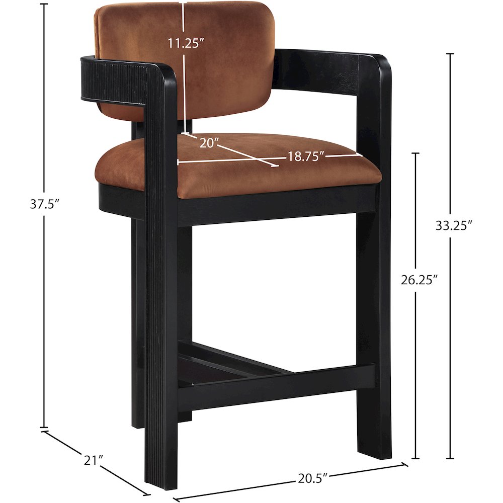 Sacha Cognac Velvet Stool. Picture 8