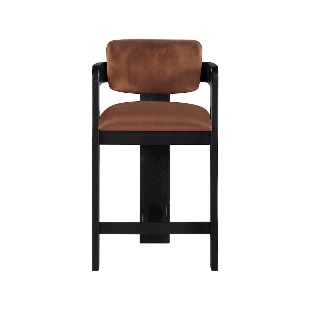 Sacha Cognac Velvet Stool. Picture 3