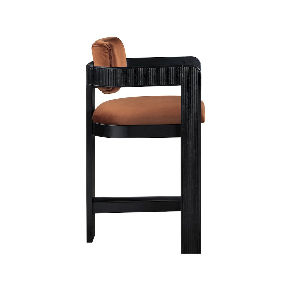 Sacha Cognac Velvet Stool. Picture 4