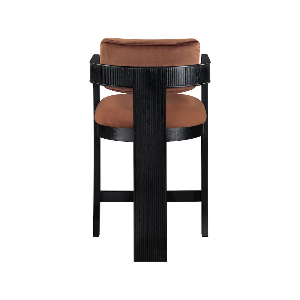 Sacha Cognac Velvet Stool. Picture 5
