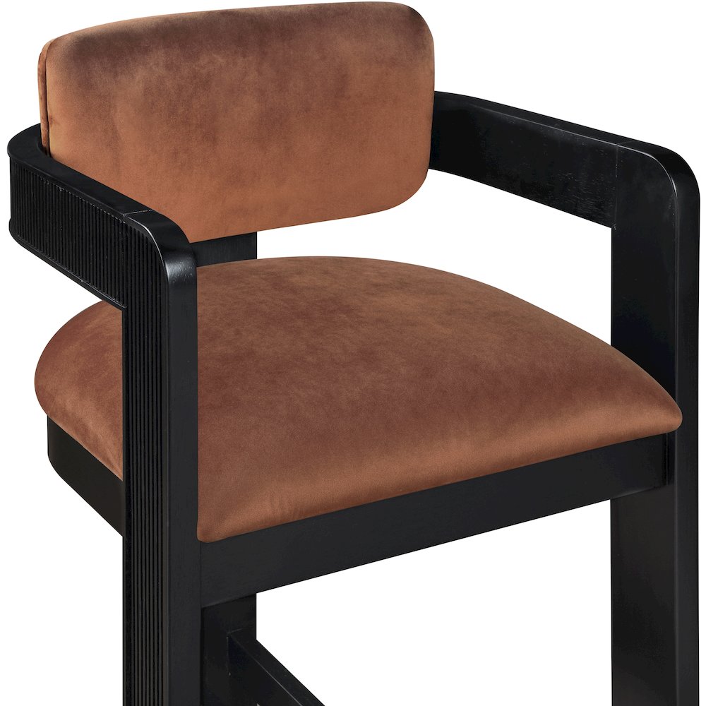 Sacha Cognac Velvet Stool. Picture 6
