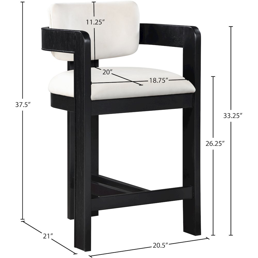 Sacha Cream Velvet Stool. Picture 8