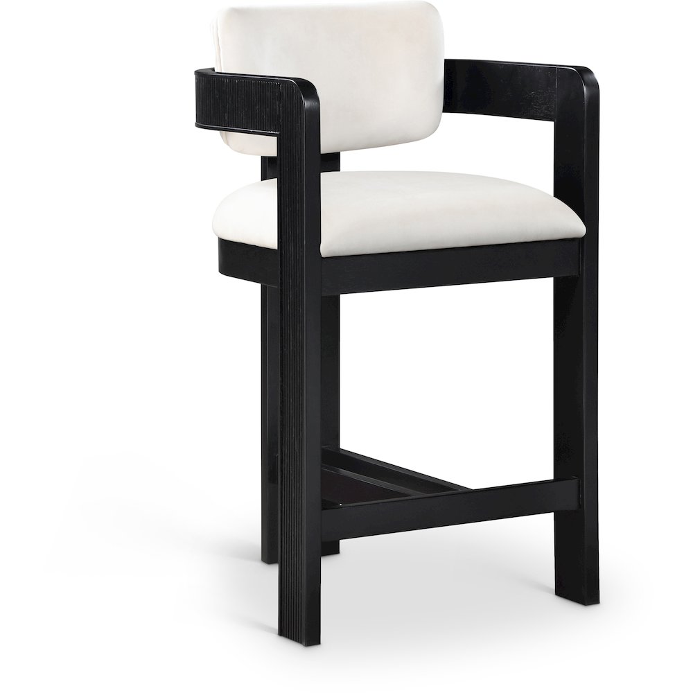 Sacha Cream Velvet Stool. Picture 1