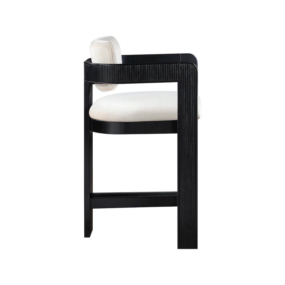 Sacha Cream Velvet Stool. Picture 4