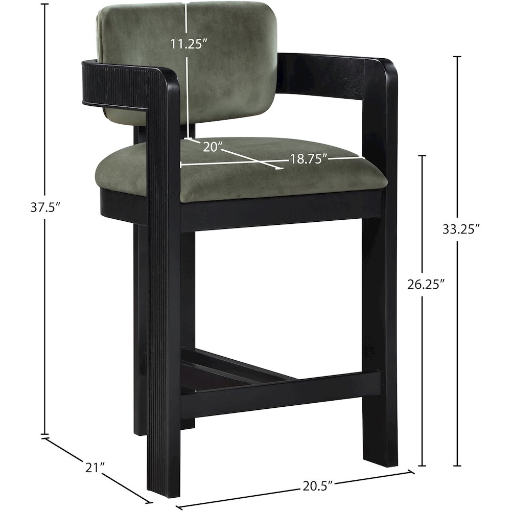 Sacha Green Velvet Stool. Picture 8