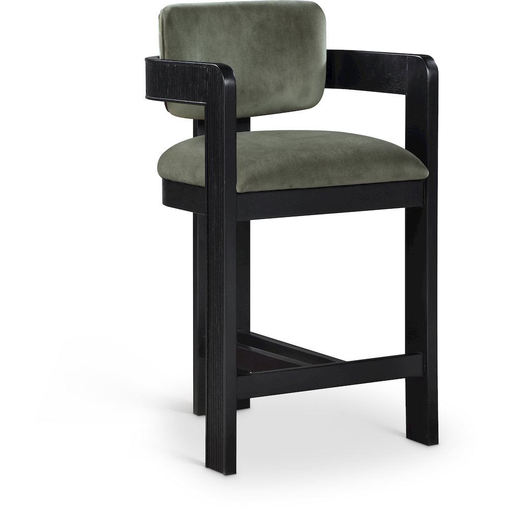 Sacha Green Velvet Stool. Picture 1