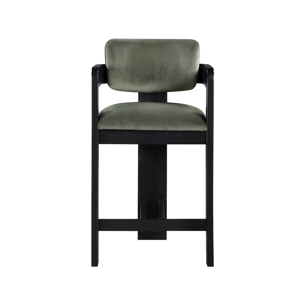 Sacha Green Velvet Stool. Picture 3