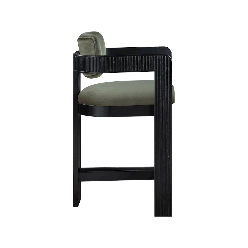 Sacha Green Velvet Stool. Picture 4