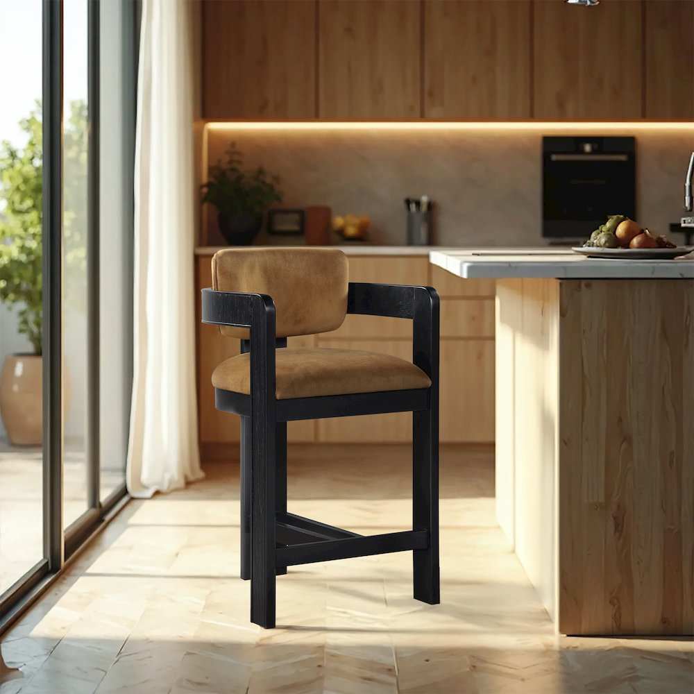 Sacha Saddle Velvet Stool. Picture 2