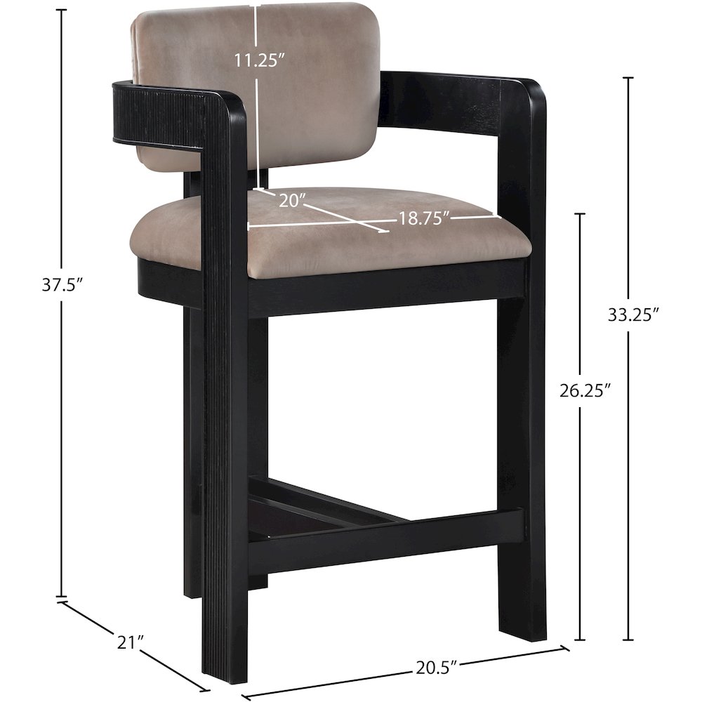 Sacha Taupe Velvet Stool. Picture 8
