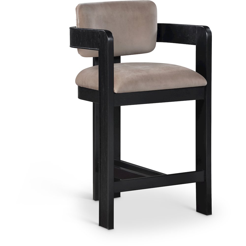 Sacha Taupe Velvet Stool. Picture 1