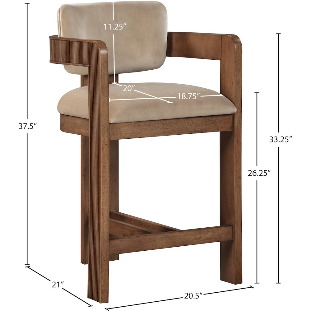 Sacha Beige Velvet Stool. Picture 8