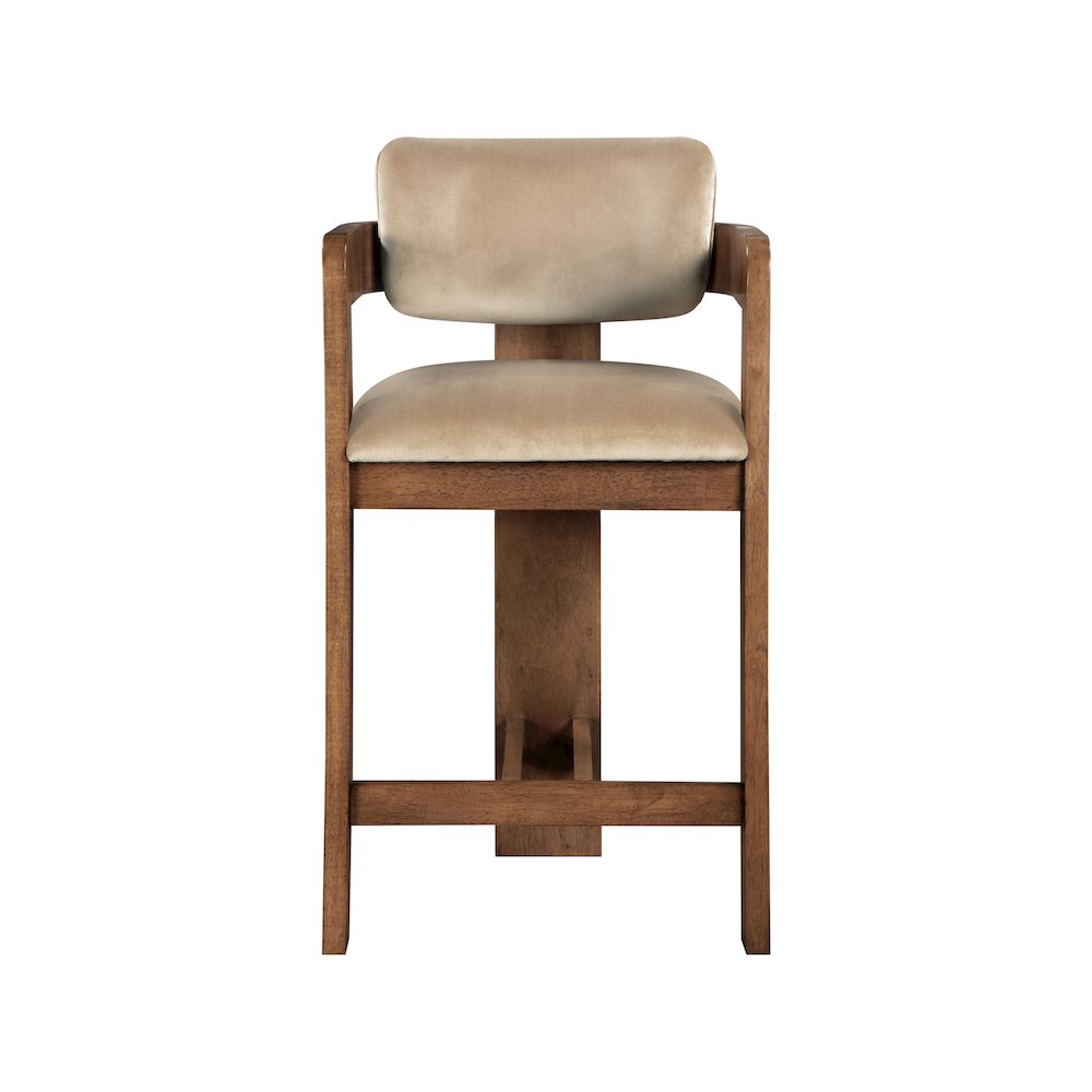 Sacha Beige Velvet Stool. Picture 3