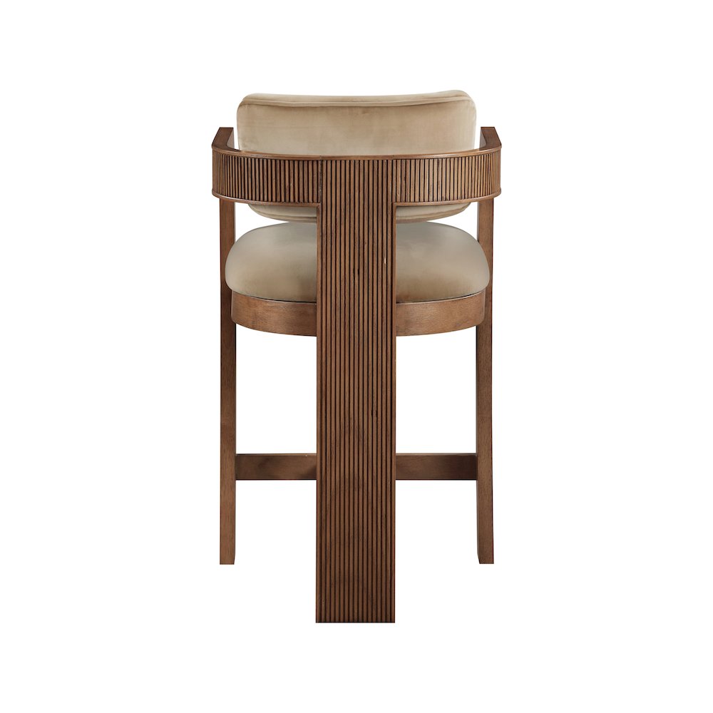 Sacha Beige Velvet Stool. Picture 5
