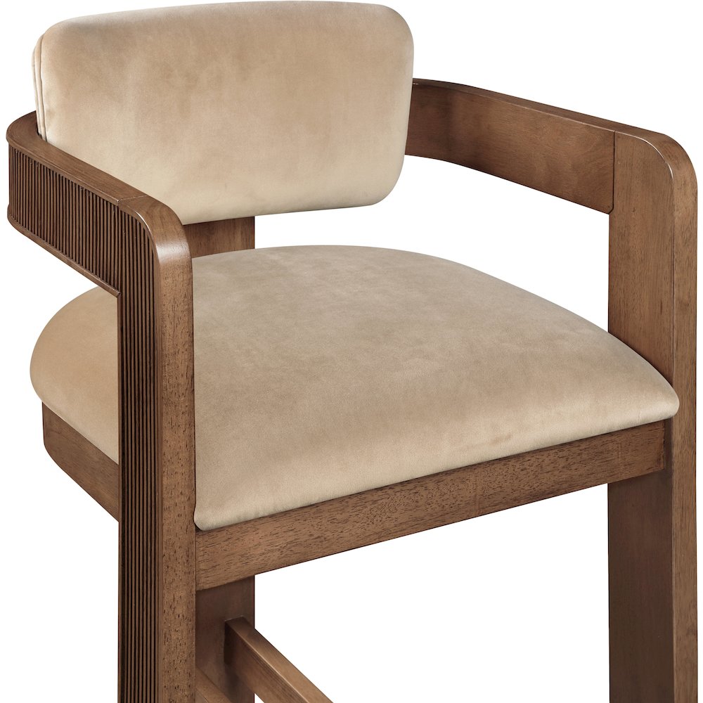 Sacha Beige Velvet Stool. Picture 6