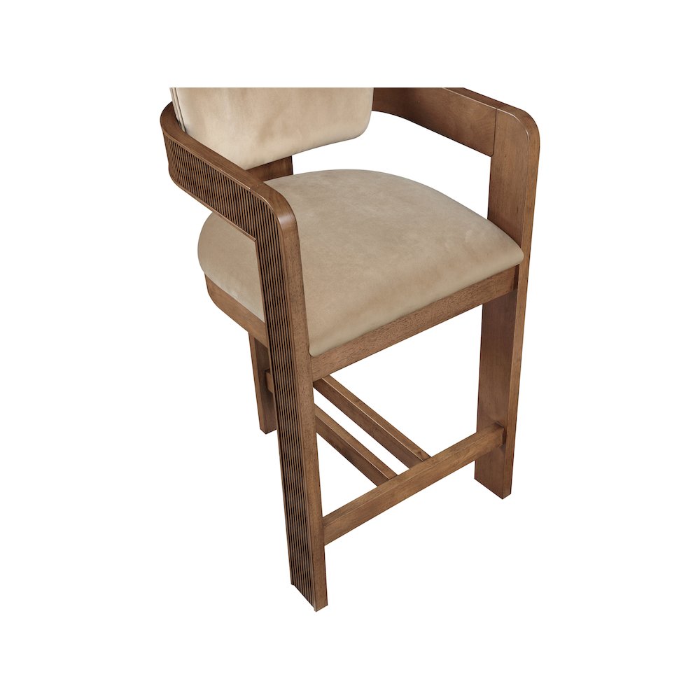 Sacha Beige Velvet Stool. Picture 7