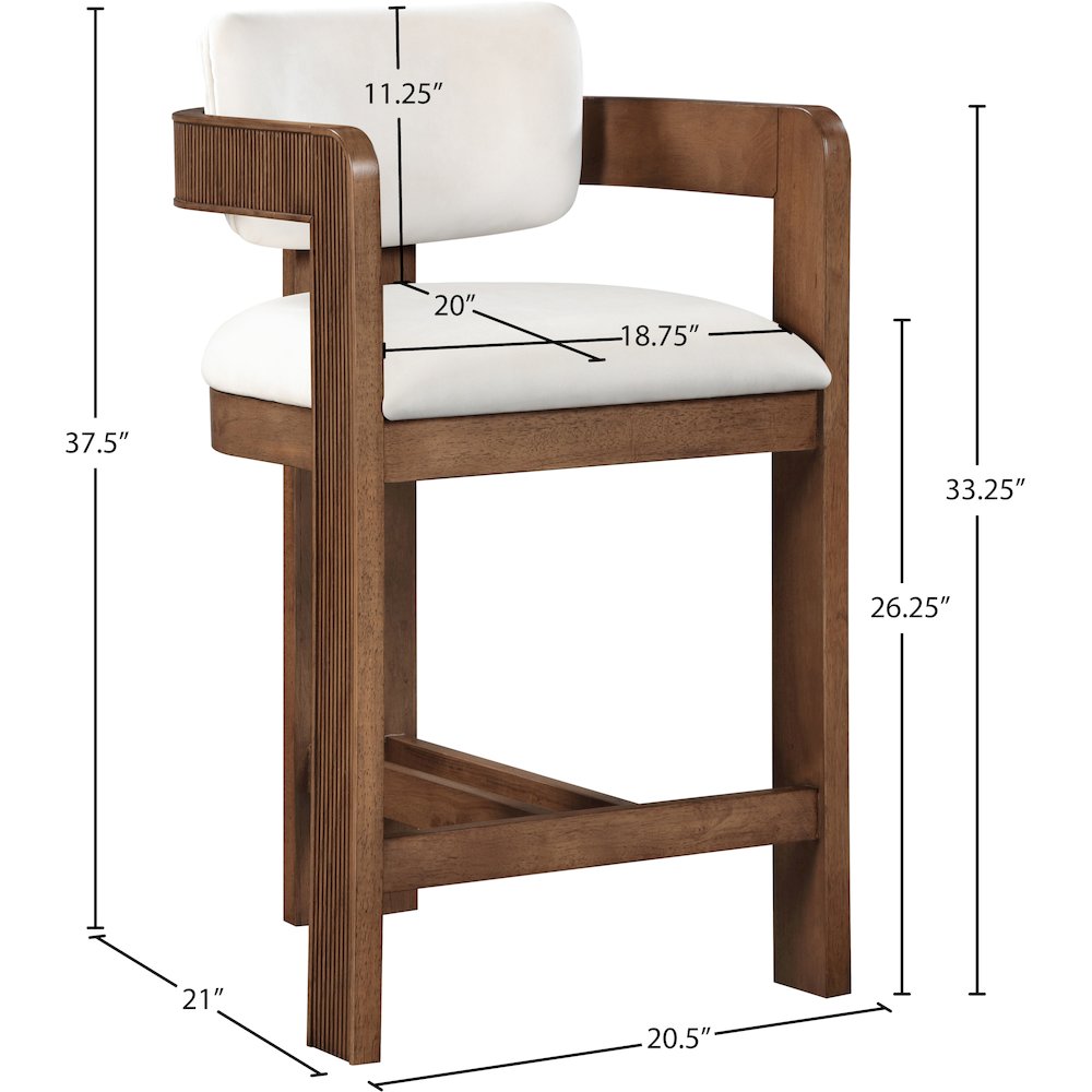 Sacha Cream Velvet Stool. Picture 8