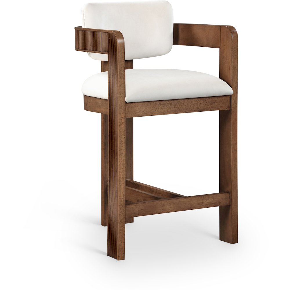 Sacha Cream Velvet Stool. Picture 1