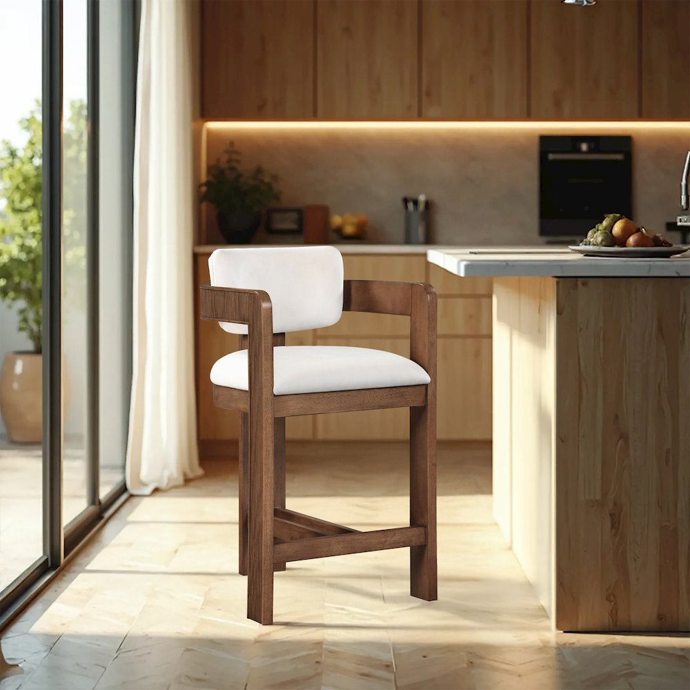 Sacha Cream Velvet Stool. Picture 2