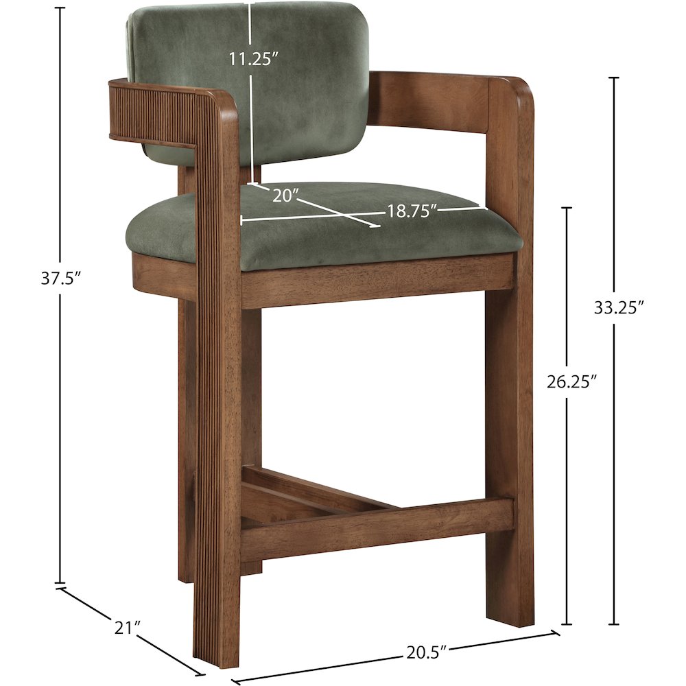 Sacha Green Velvet Stool. Picture 8