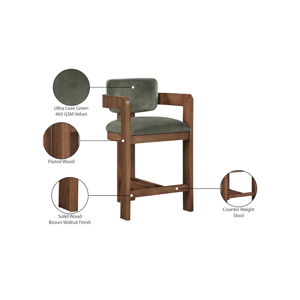 Sacha Green Velvet Stool. Picture 9