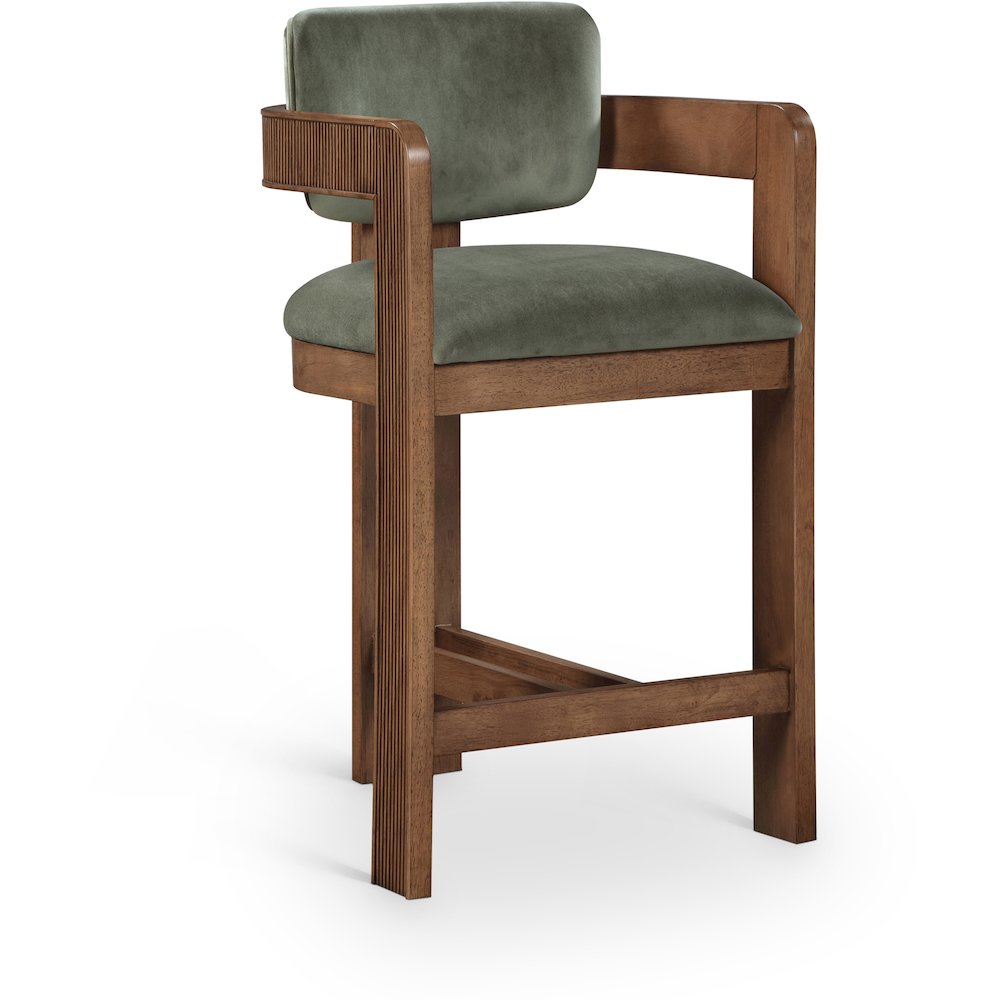 Sacha Green Velvet Stool. Picture 1
