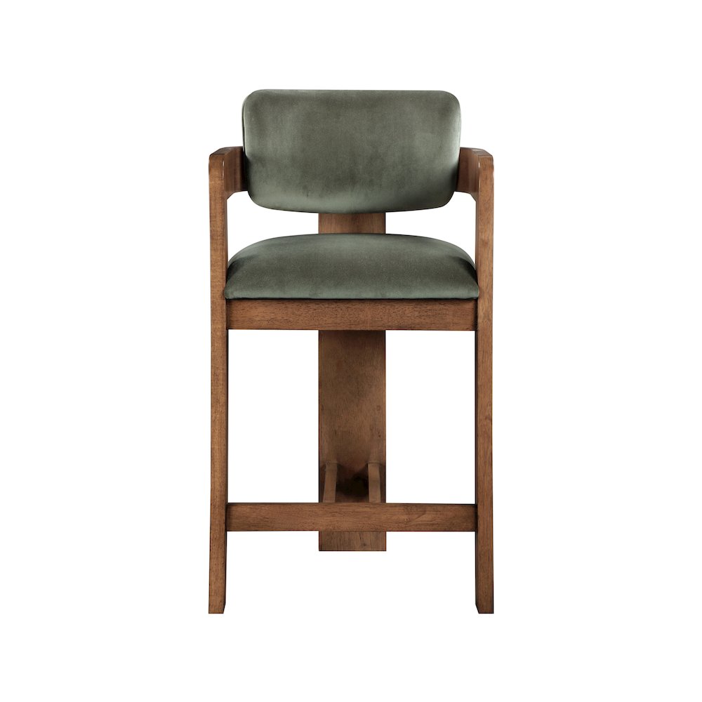Sacha Green Velvet Stool. Picture 3