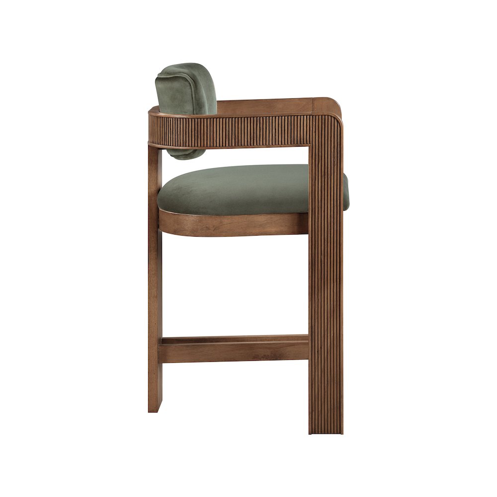 Sacha Green Velvet Stool. Picture 4