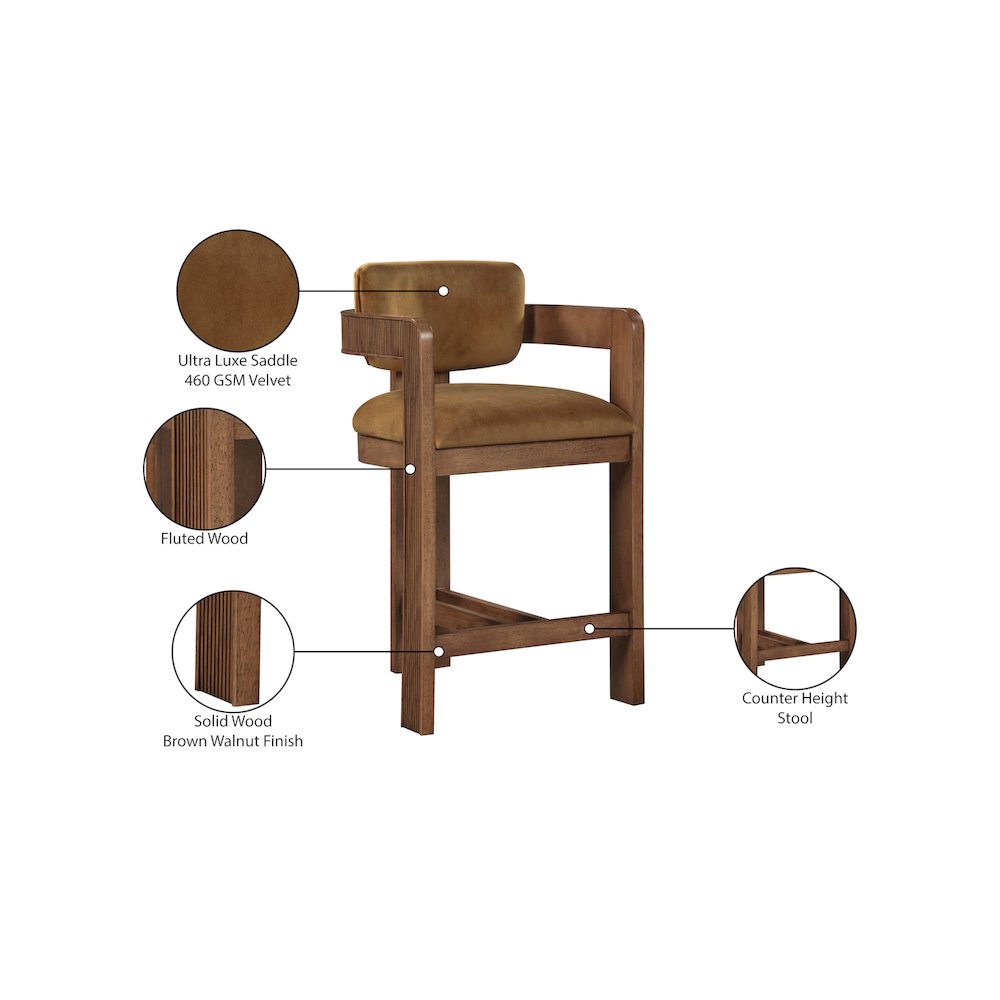 Sacha Saddle Velvet Stool. Picture 9