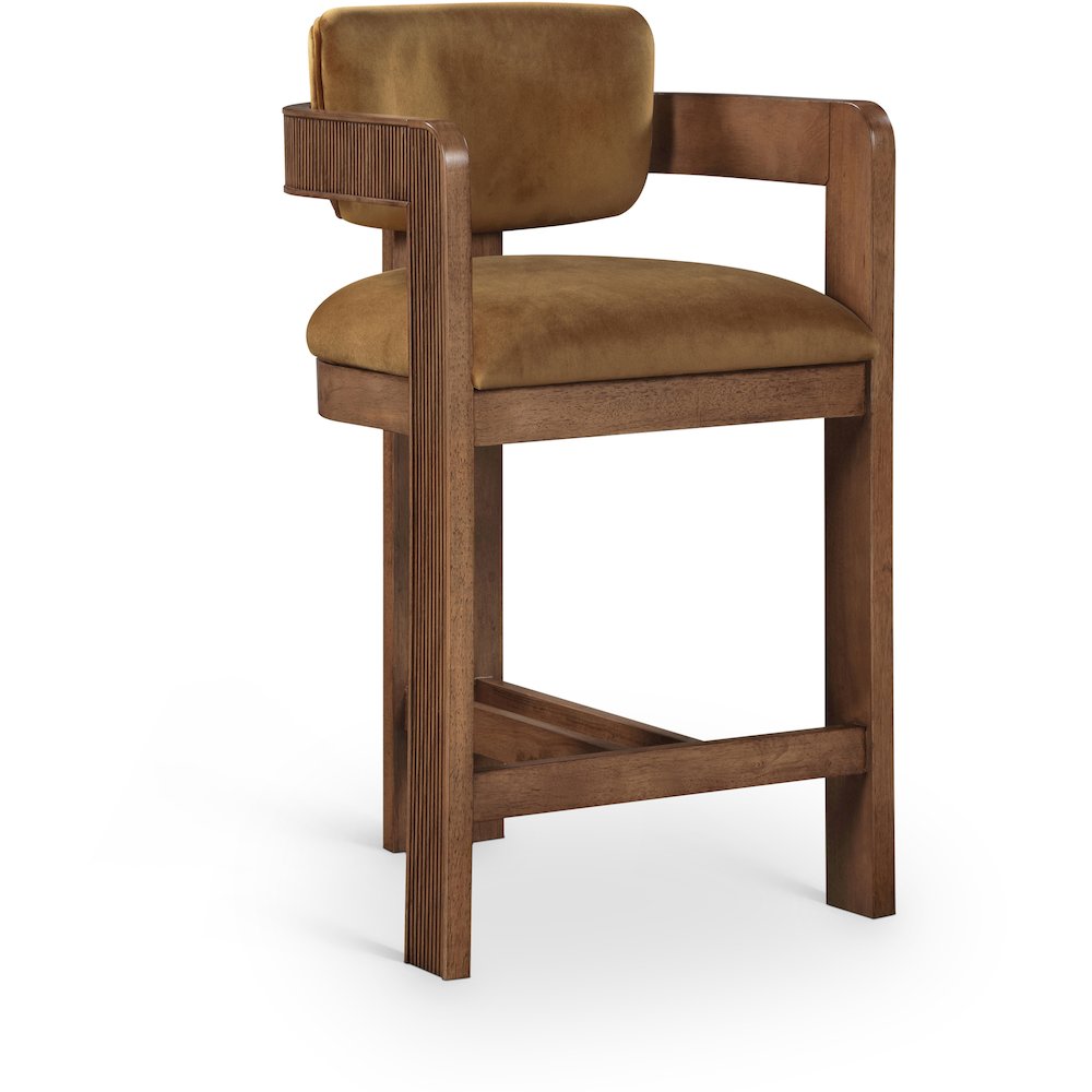Sacha Saddle Velvet Stool. Picture 1