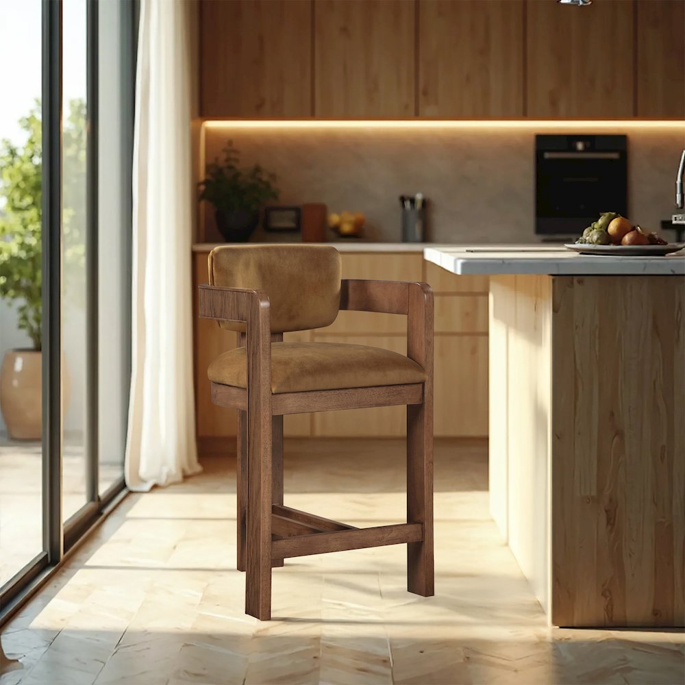 Sacha Saddle Velvet Stool. Picture 2