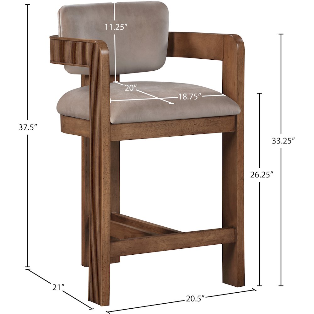Sacha Taupe Velvet Stool. Picture 8