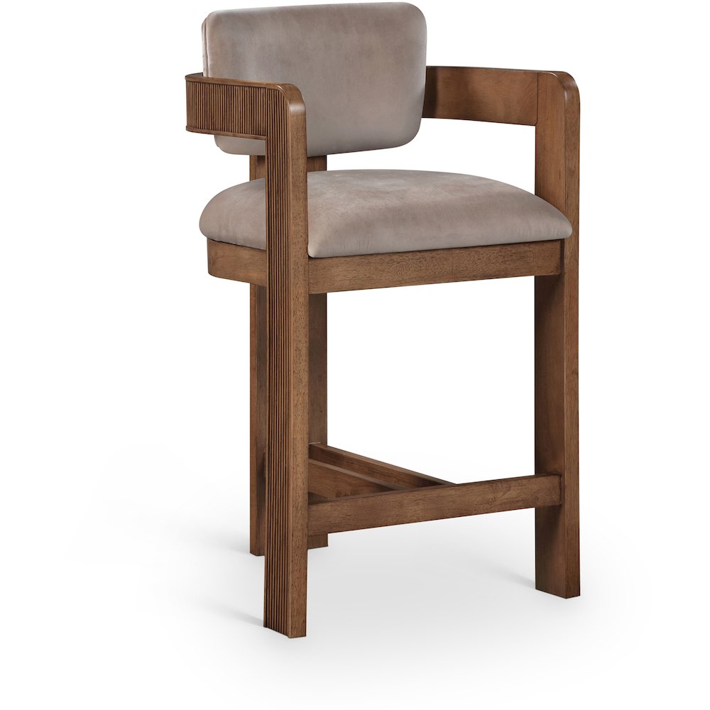 Sacha Taupe Velvet Stool. Picture 1