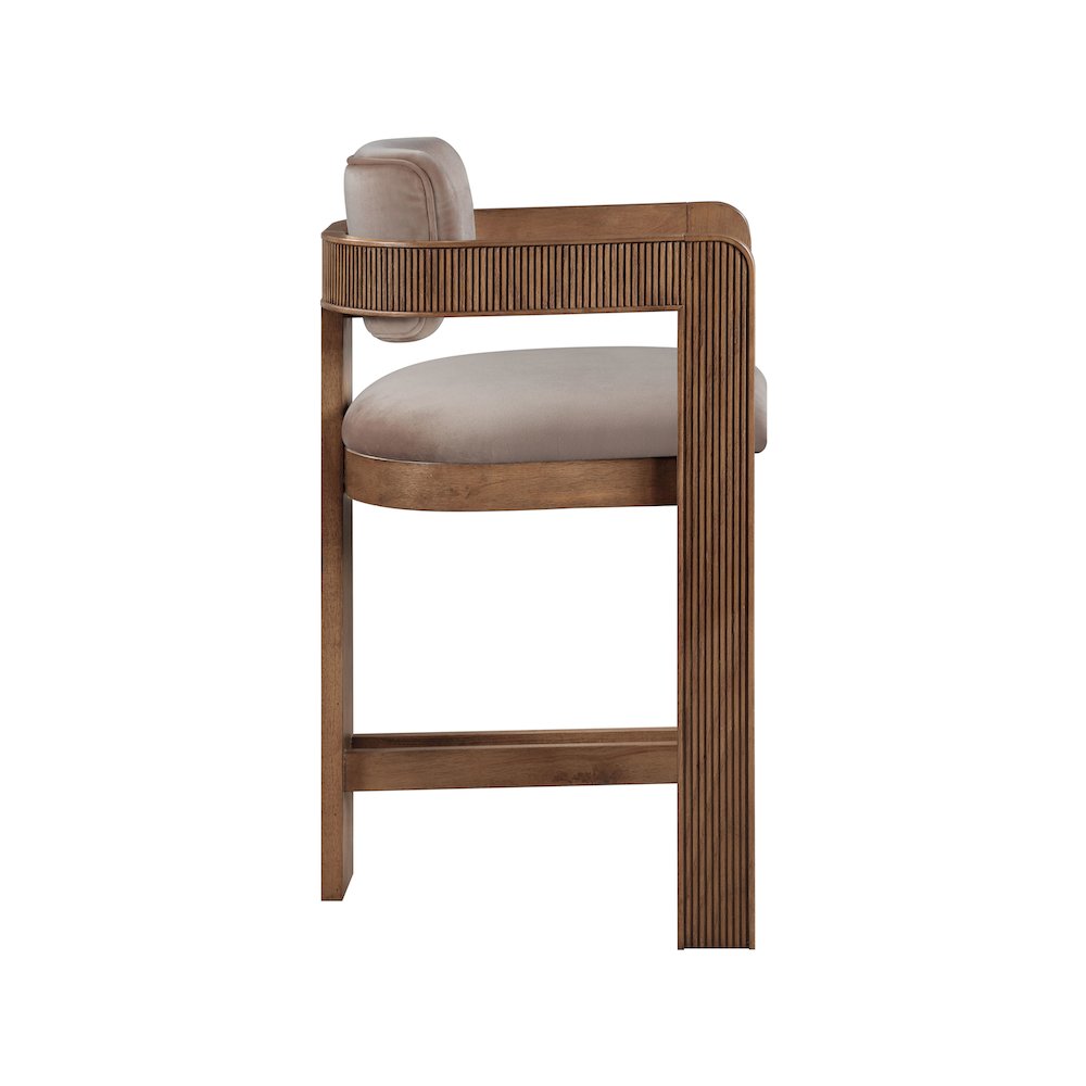 Sacha Taupe Velvet Stool. Picture 4