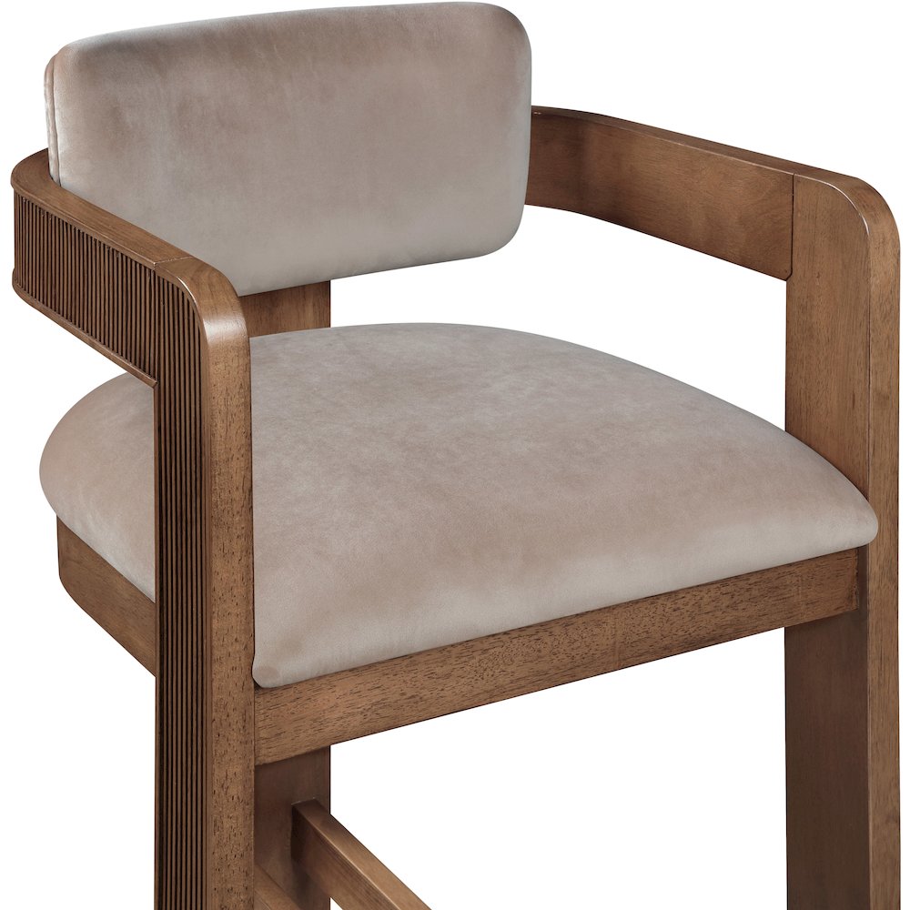 Sacha Taupe Velvet Stool. Picture 6