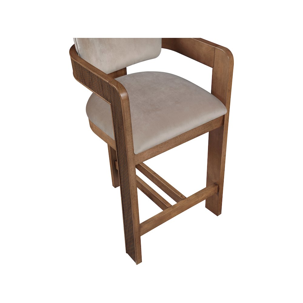 Sacha Taupe Velvet Stool. Picture 7