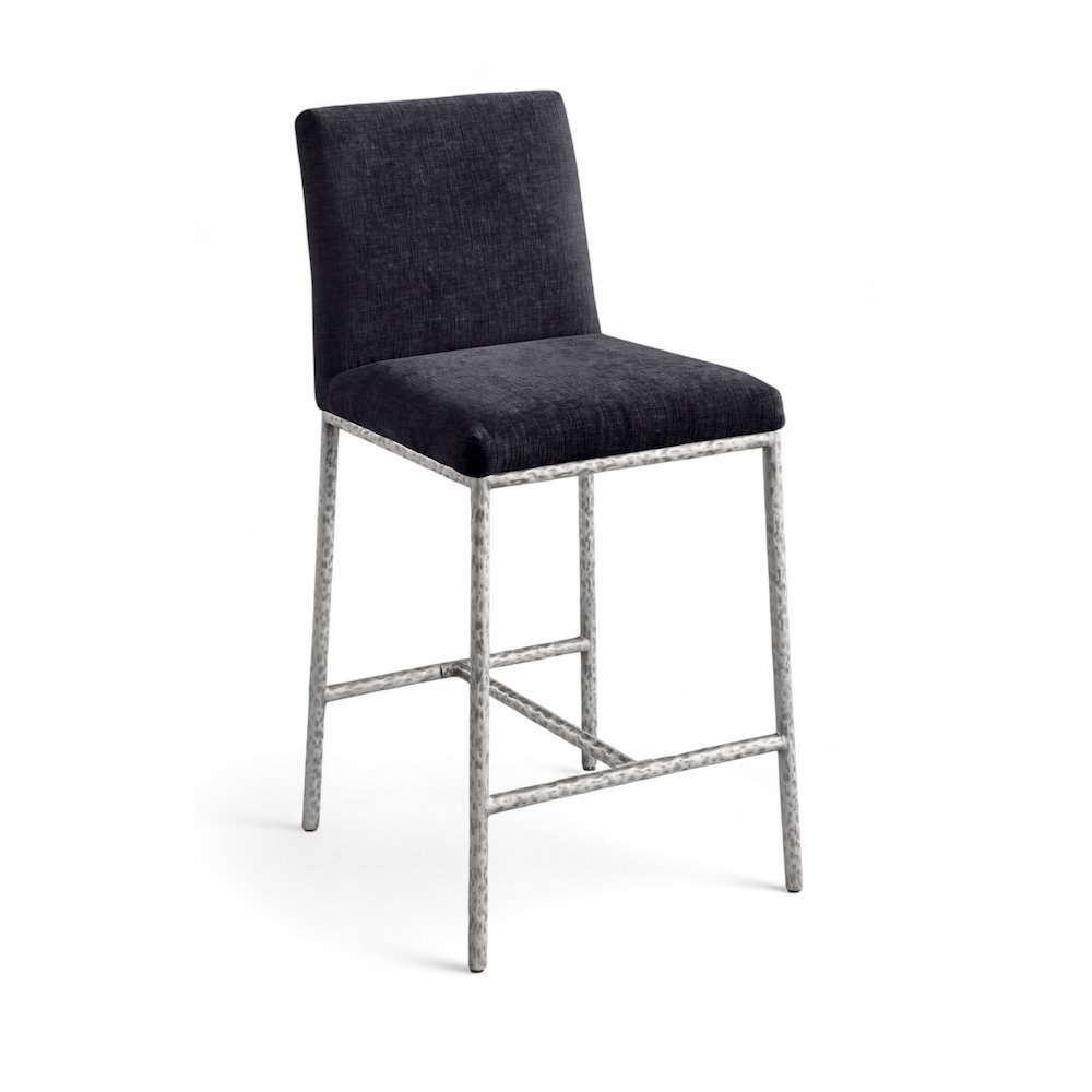 Reeves Black Chenille Fabric Upholstered Counter Stool, Set of 2. Picture 2