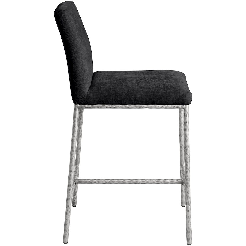 Reeves Black Chenille Fabric Upholstered Counter Stool, Set of 2. Picture 3