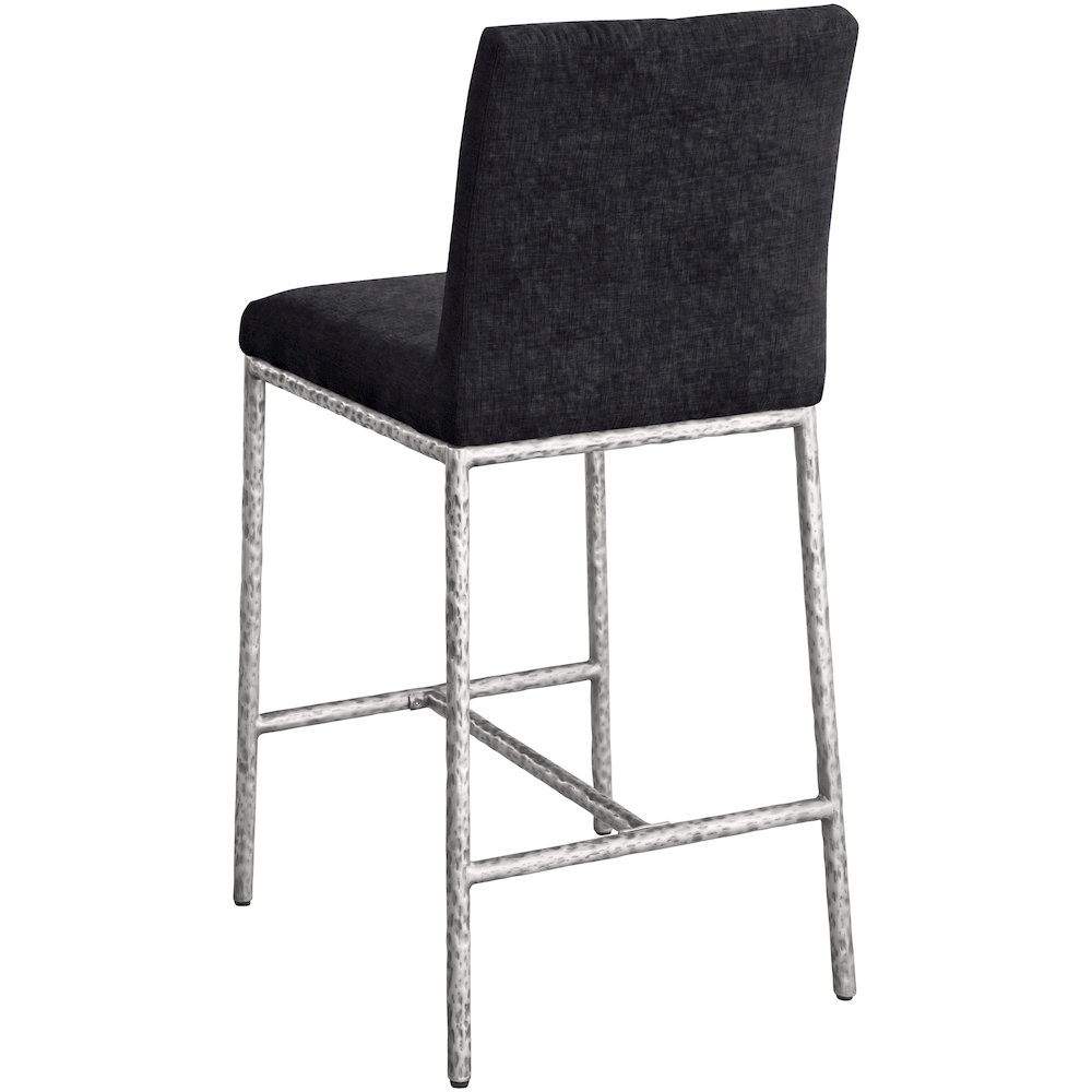 Reeves Black Chenille Fabric Upholstered Counter Stool, Set of 2. Picture 5