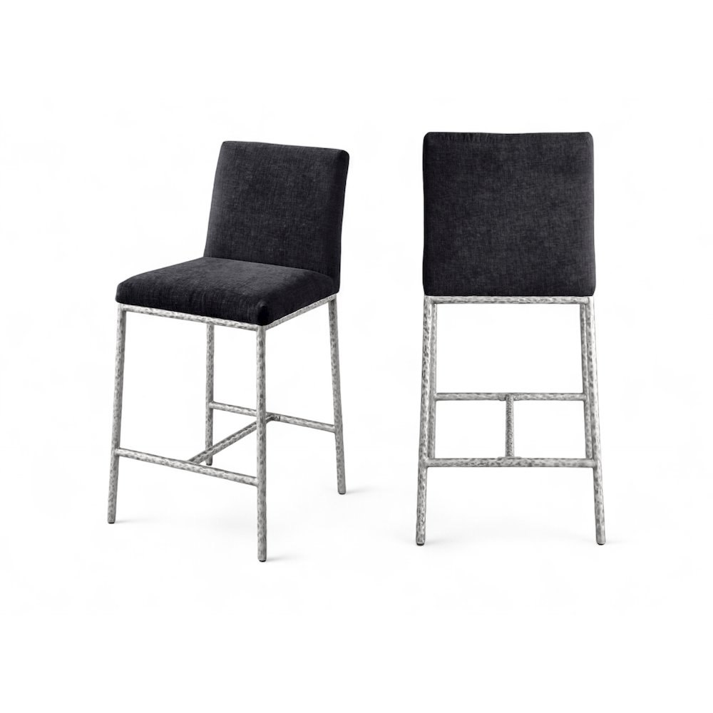 Reeves Black Chenille Fabric Upholstered Counter Stool, Set of 2. Picture 1