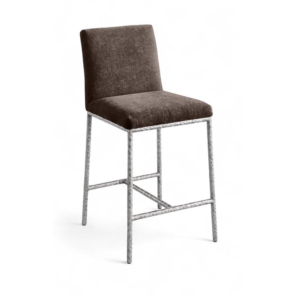 Reeves Brown Chenille Fabric Upholstered Counter Stool, Set of 2. Picture 2