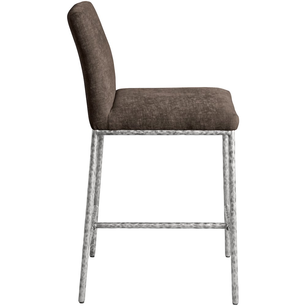 Reeves Brown Chenille Fabric Upholstered Counter Stool, Set of 2. Picture 3