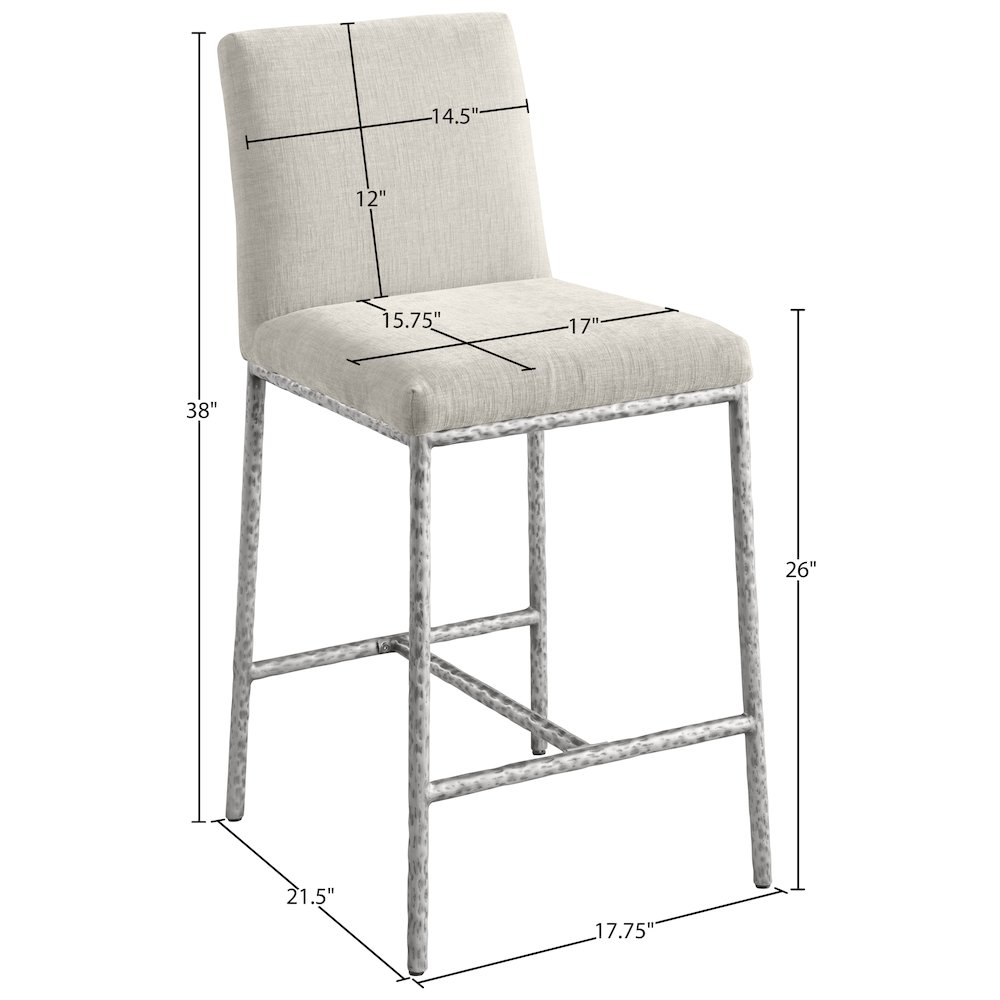 Reeves Cream Chenille Fabric Upholstered Counter Stool, Set of 2. Picture 9