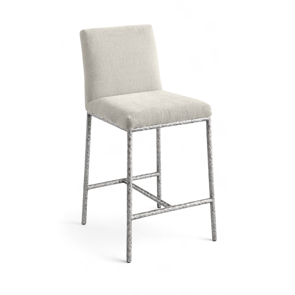 Reeves Cream Chenille Fabric Upholstered Counter Stool, Set of 2. Picture 2