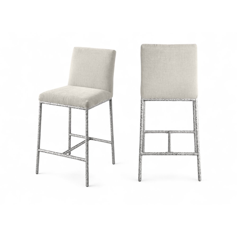 Reeves Cream Chenille Fabric Upholstered Counter Stool, Set of 2. Picture 1
