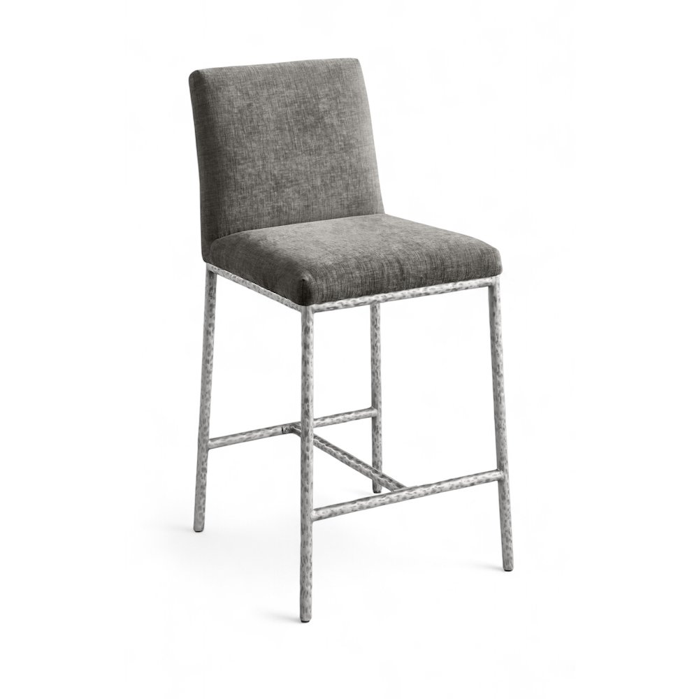 Reeves Grey Chenille Fabric Upholstered Counter Stool, Set of 2. Picture 2