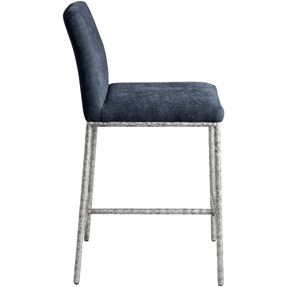 Reeves Navy Chenille Fabric Upholstered Counter Stool, Set of 2. Picture 3
